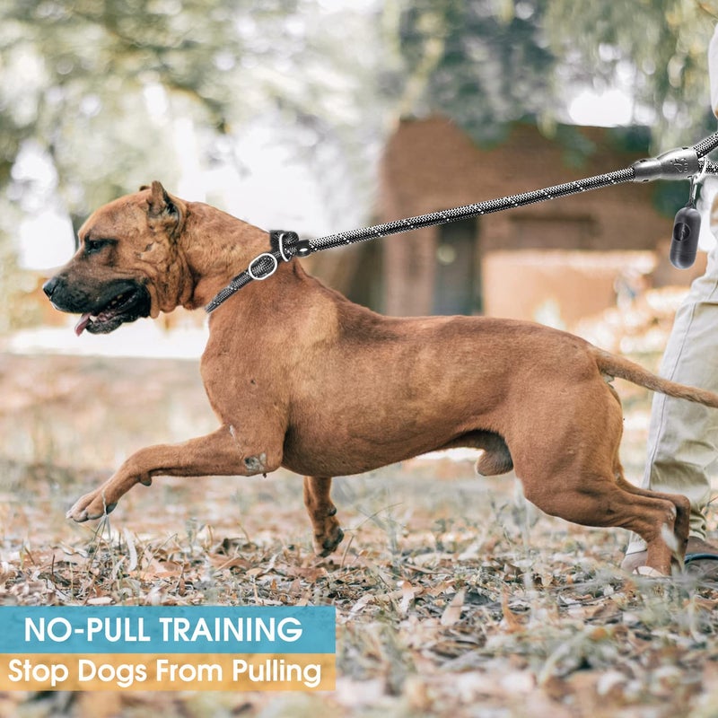 BAAPET 6 Feet Slip Lead Dog Leash Anti-Choking with Upgraded Durable Rope Cover and Comfortable Padded Handle for Large, Medium, Small Dogs Trainning with Poop Bags and Dispenser (Black) - Image 5